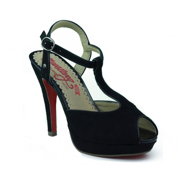 MUSTANG Nubukleder Ferse Schuh NEGRO