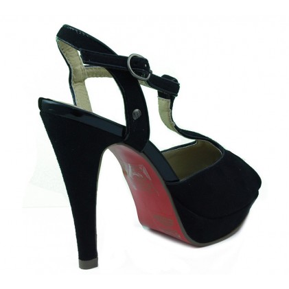 MUSTANG Nubukleder Ferse Schuh  NEGRO
