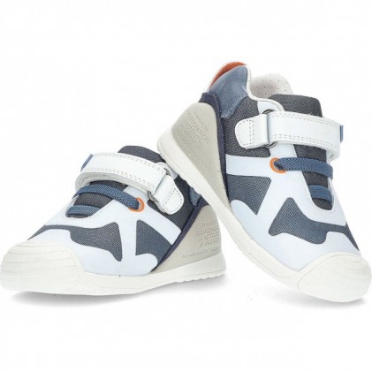 SNEAKERS BÉBÉ GARÇON BIOMÉCANIQUE 222131 BLEU ET BLANC AZUL_BLANCO