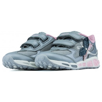 ZAPATILLAS LUCES GEOX JR SHUTTLE GIRL  GREY_PINK