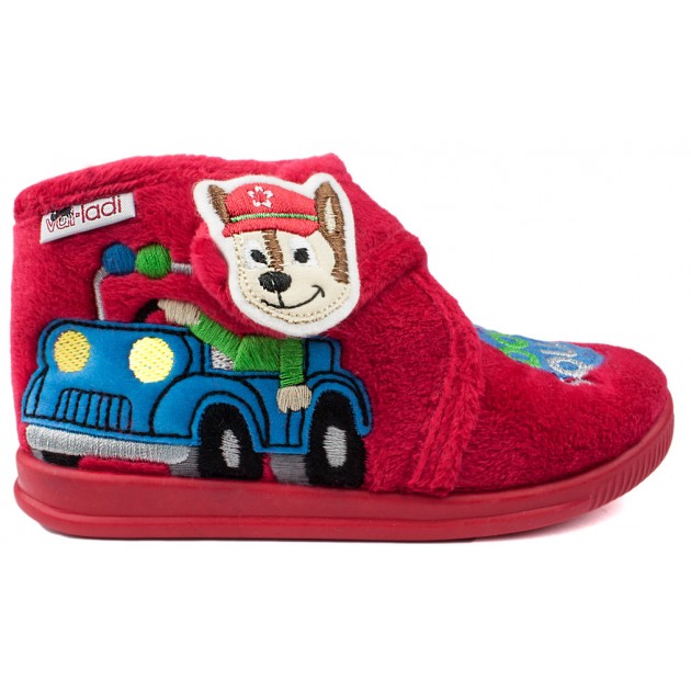 HOUSE SLIPPERS VULLADI NIÑO DOG SQUAD ROJO