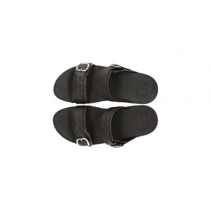 SANDALS FITFLOP LULU ADJUSTABLE SLIDES BLACK
