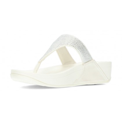 LULU CRYSTAL EMBELLISHED FITFLOP SANDALS CREAM