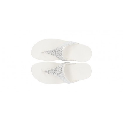 LULU CRYSTAL EMBELLISHED FITFLOP SANDALS CREAM