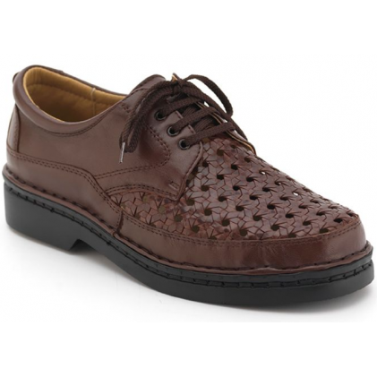 CALZAMEDI comfortable shoes with Velcro sewn by hand MARRON