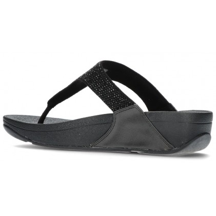 LULU CRYSTAL EMBELLISHED FITFLOP SANDALS BLACK