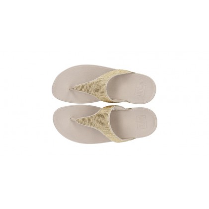 LULU CRYSTAL EMBELLISHED FITFLOP SANDALS PLATINO