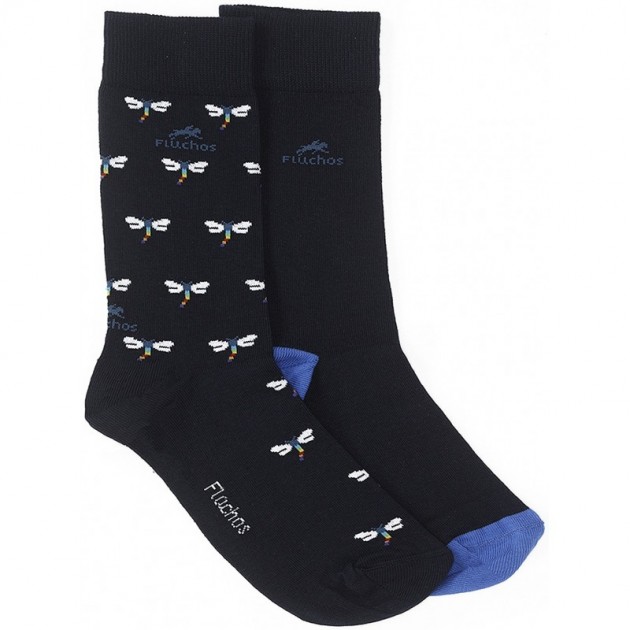 LONG FLOWERY SOCKS CA0009 NAVY LONG FLOWERY SOCKS CA0009 NAVY