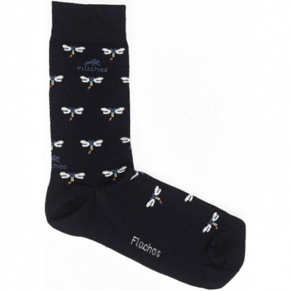 LONG FLOWERY SOCKS CA0009 NAVY