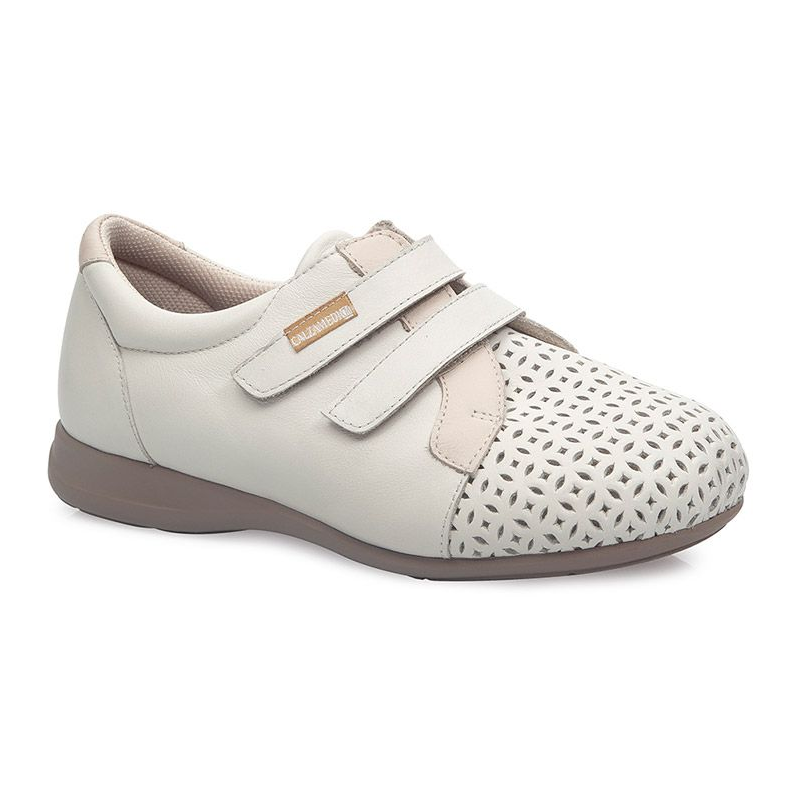 CALZAMEDI DOPPIA SCARPA VELCRO CONFORTEVOLES BEIGE