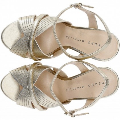 SANDALI CON TACCO BY PEDRO MIRALLES 13352 PLATINO
