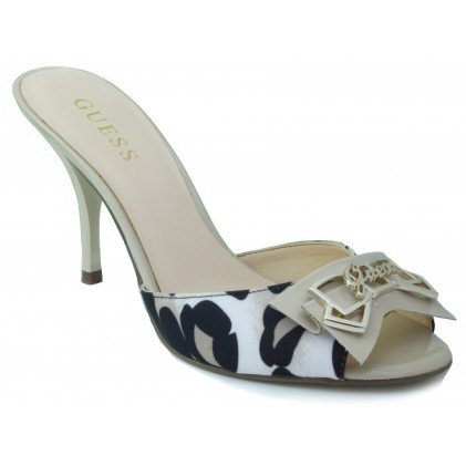 GUESS ZUECO LEOPARDO MUJER TACON  BEIGE
