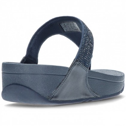 LULU KRISTALLEN VERSIERDE FITFLOP SANDALEN  NAVY
