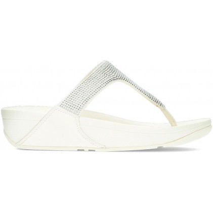 LULU KRISTALLEN VERSIERDE FITFLOP SANDALEN  CREAM