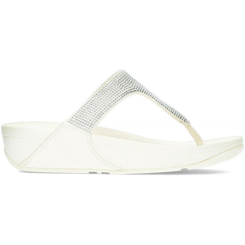 LULU KRISTALLEN VERSIERDE FITFLOP SANDALEN  CREAM