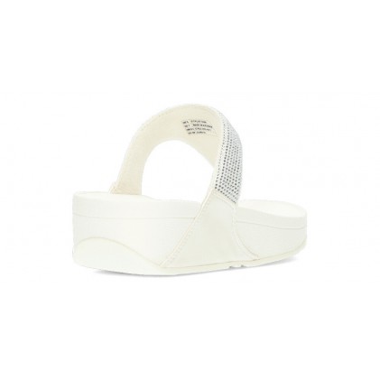 LULU KRISTALLEN VERSIERDE FITFLOP SANDALEN  CREAM
