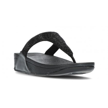 LULU KRISTALLEN VERSIERDE FITFLOP SANDALEN  BLACK