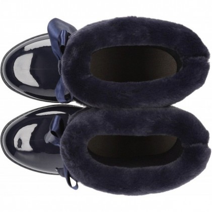 BOTAS DE ÁGUA DE COURO DE PATENTE SUAVE W10239 NAVY