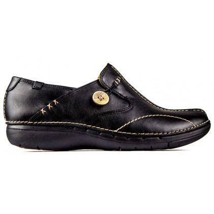 CLARKS A LOOP LEATHER LEATHER BLACK